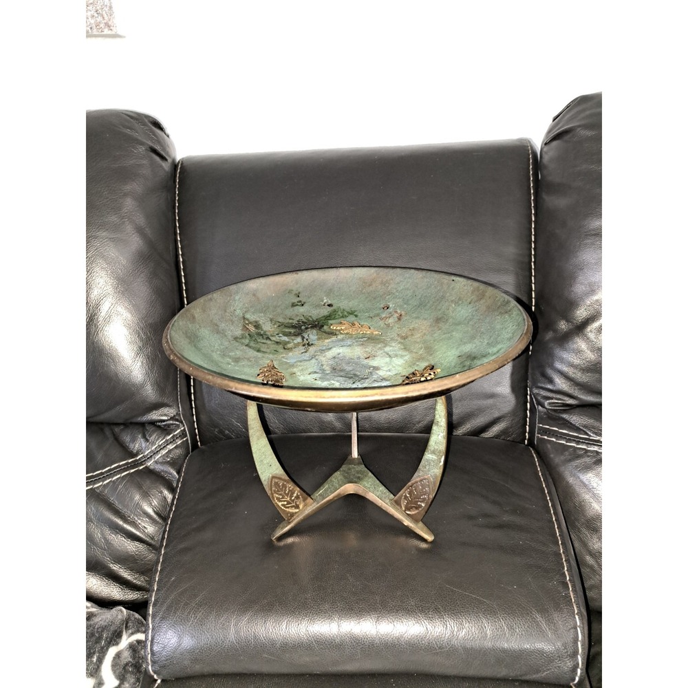 Vintage Mid‎ Century Brutalist Israeli Brass Metal Tazza Centerpiece Fruit Bowl